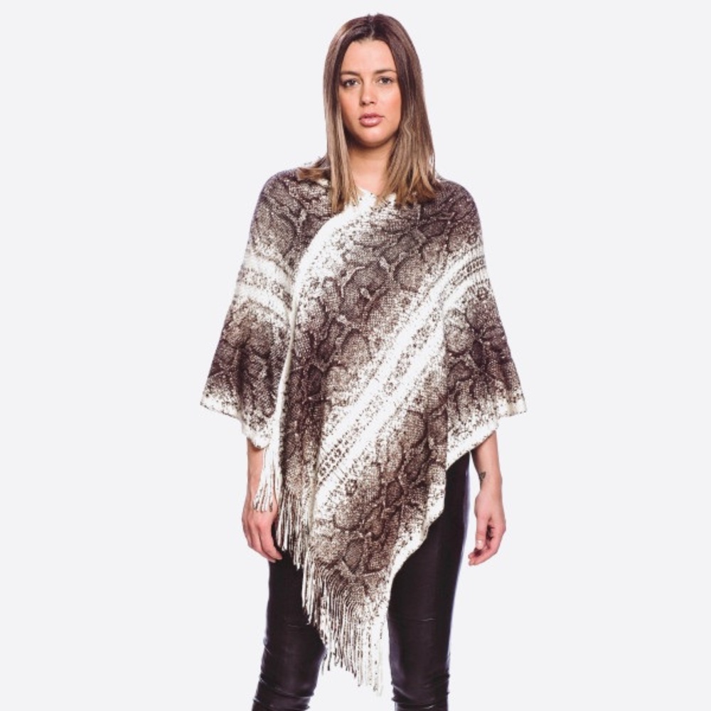 Black Snake Skin Sweater Poncho